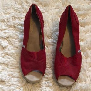 Toms peep toe wedge heels